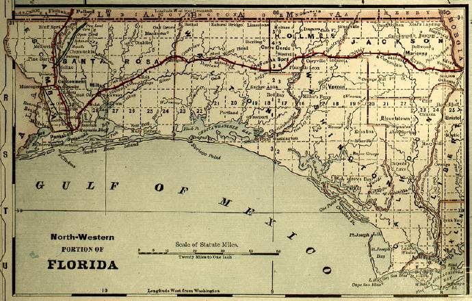 Map Of The Panhandle Of Florida Map Of The Florida Panhandle, 1890S