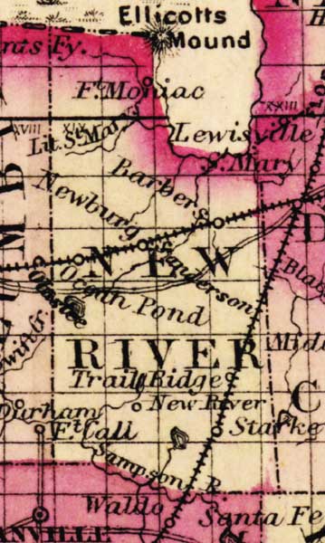 Map of Bradford  County, Florida, 1863