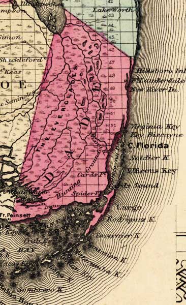 Map of Miami-Dade County, Florida, 1863