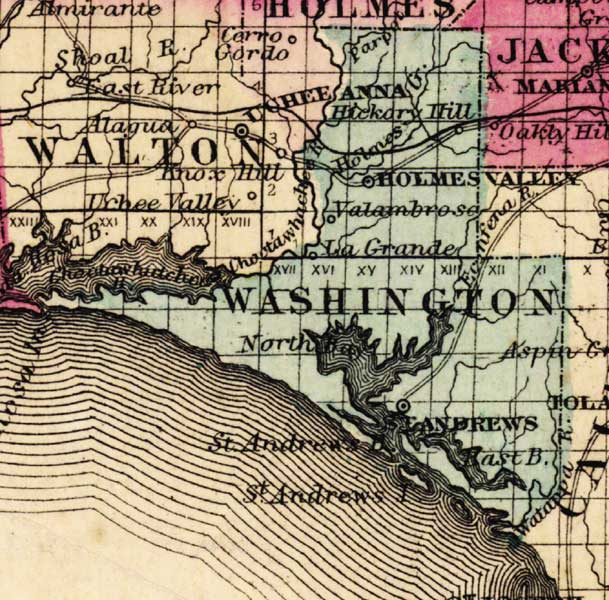 Map of Washington County, Florida, 1863