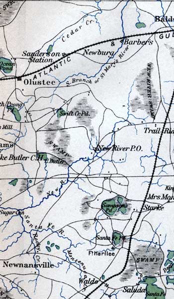 Map of Bradford  County, Florida, 1865