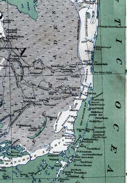 Map of Miami-Dade County, Florida, 1865