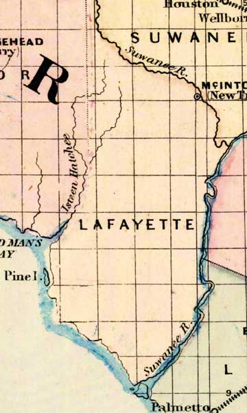 Map of Lafayette County, Florida, 1877