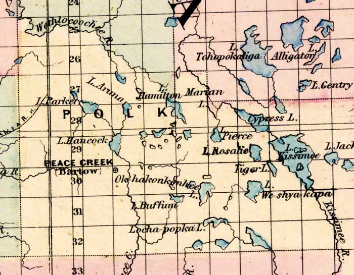 Map of Polk County, Florida, 1877