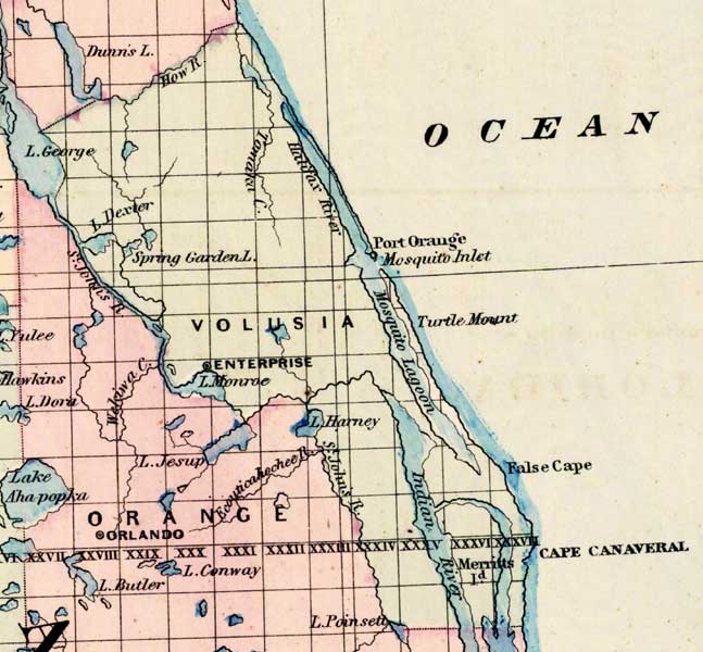 Map of Volusia County, Florida, 1877