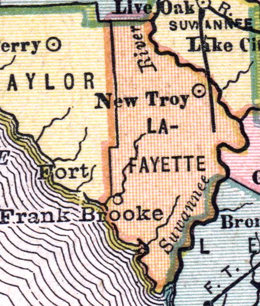 Map of Lafayette County, Florida, 1880