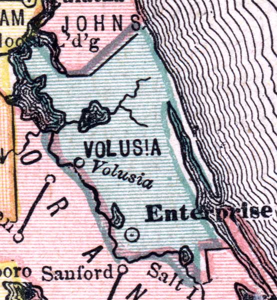 Map of Volusia County, Florida, 1880
