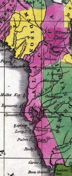 Map of Alachua County, Florida, 1834