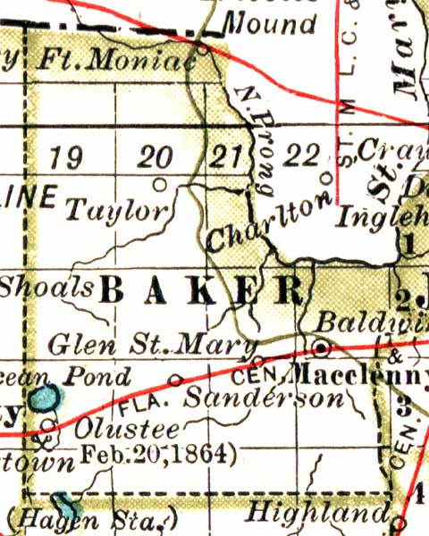 Map of Baker  County, Florida, 1897