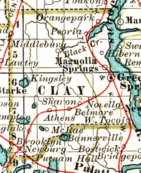 Map of Clay County, Florida, 1897