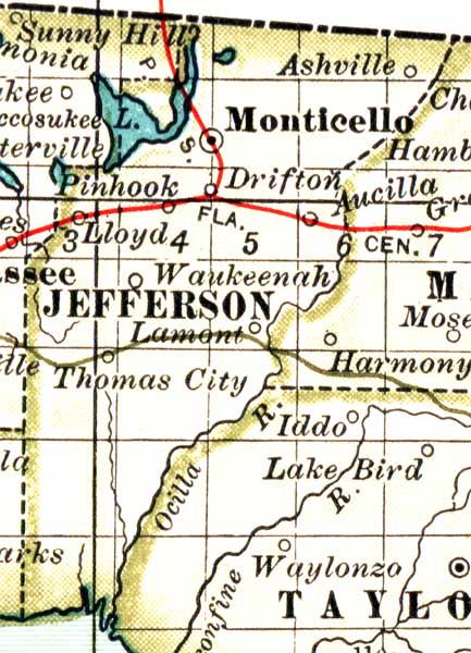 Map of Jefferson County, Florida, 1897