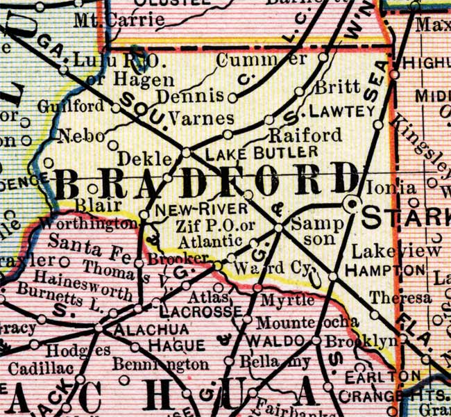 Map of Bradford  County, Florida, 1902
