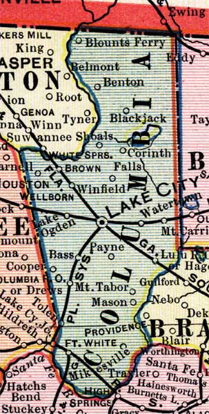 Map of Columbia County, Florida, 1902