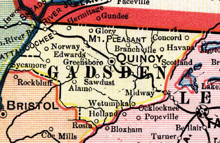 Map of Gadsden County, Florida, 1902