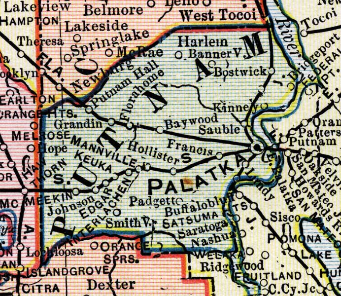 Map of Putnam County, Florida, 1902