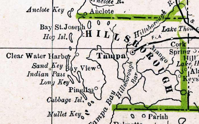 Map of Hillsborough County, Florida, 1886