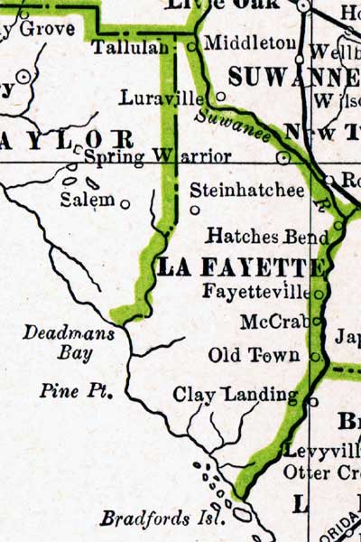 Map of Lafayette County, Florida, 1886