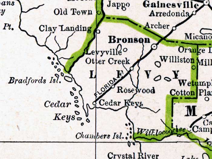 Map of Levy County, Florida, 1886
