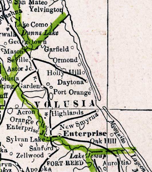 Map of Volusia County, Florida, 1886