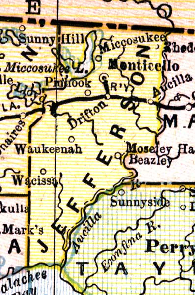 Map of Jefferson County, Florida, 1890