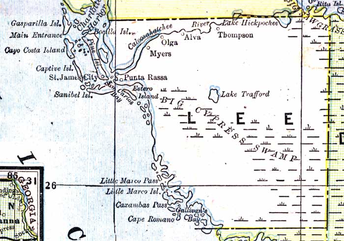 Map of Lee County, Florida, 1890