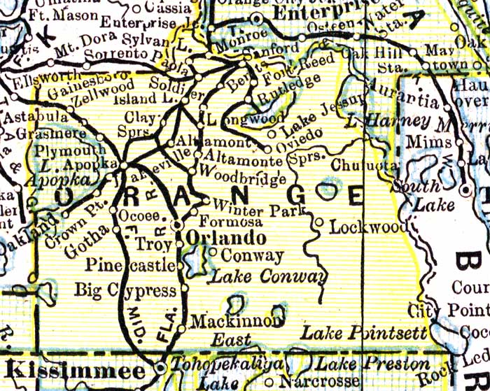 Map of Orange County, Florida, 1890