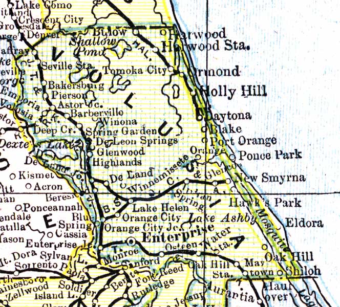 Map of Volusia County, Florida, 1890