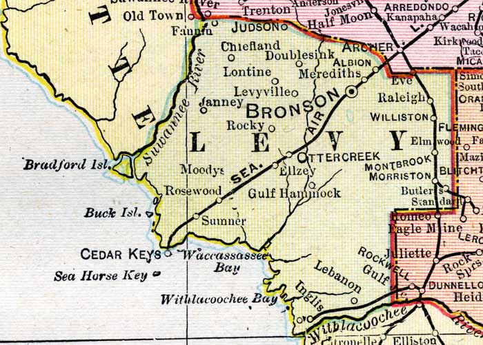 Map of Levy County, Florida, 1899