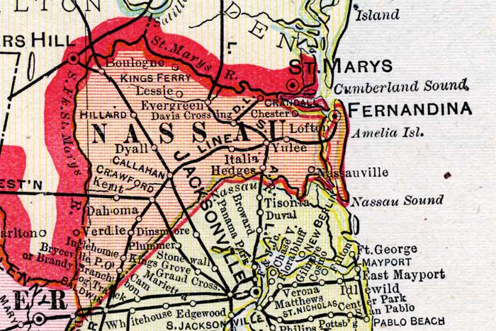 Map of Nassau County, Florida, 1899