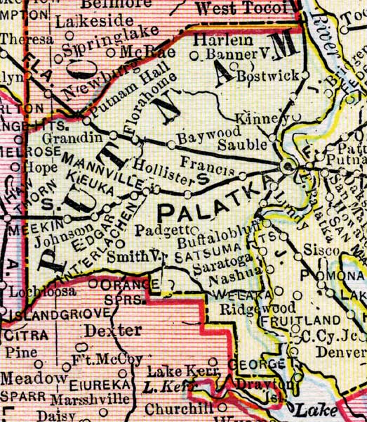 Map of Putnam County, Florida, 1899