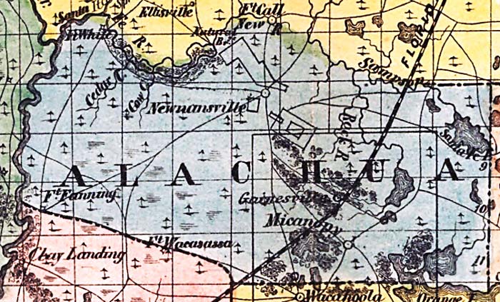Map of Alachua County, Florida, 1856