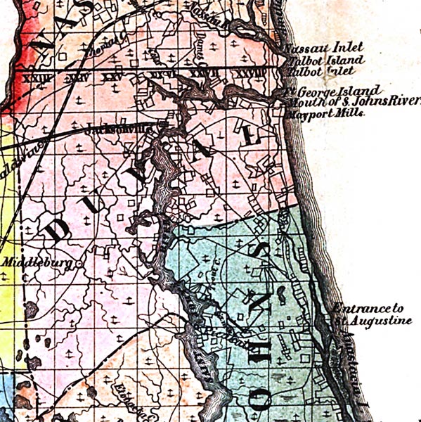 Map of Duval County, Florida, 1856