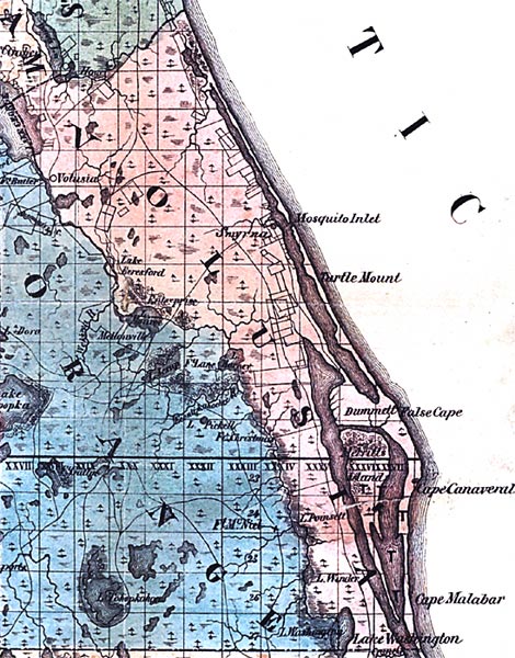 Map of Volusia County, Florida, 1856
