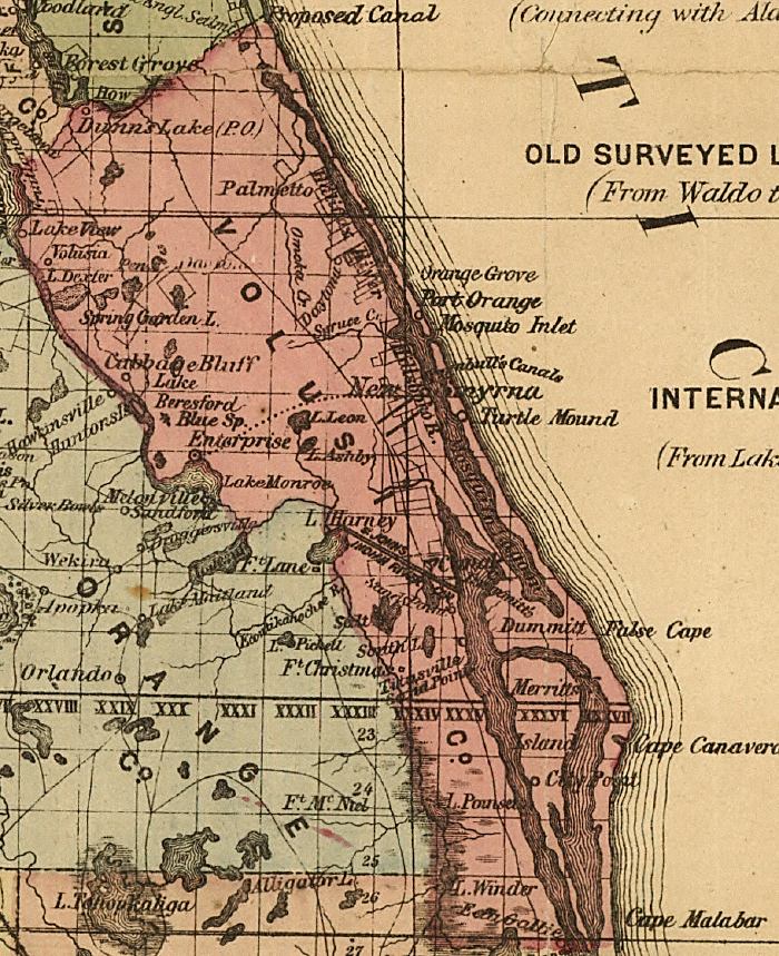 Map of Volusia County, Florida, 1874
