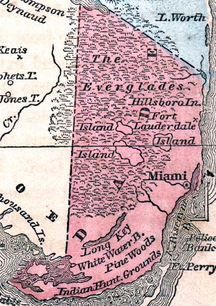 Map of Miami-Dade County, Florida, 1857