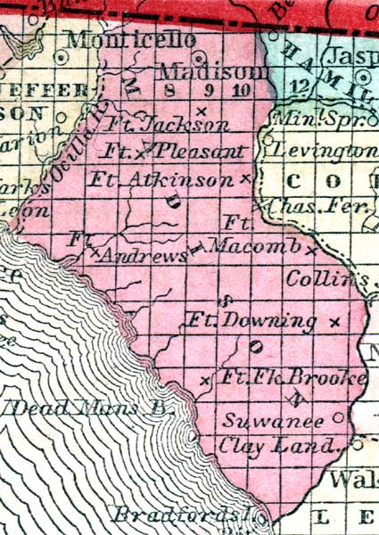 Map of Madison County, Florida, 1857