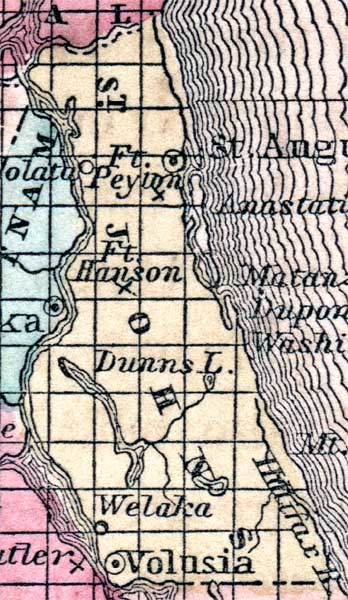 Map of Volusia County, Florida, 1857