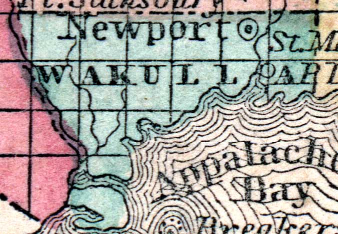 Map of Wakulla County, Florida, 1857