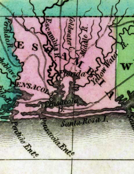Map of Escambia County, Florida, circa 1825