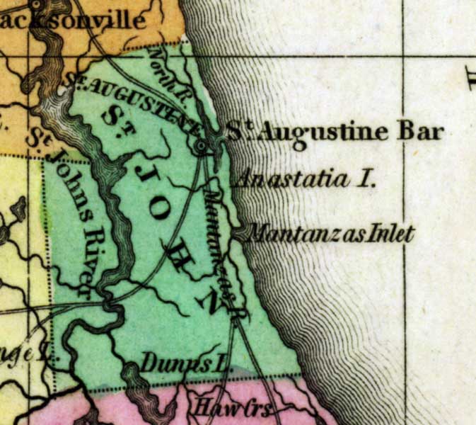 Map of St. Johns County, Florida, circa 1825