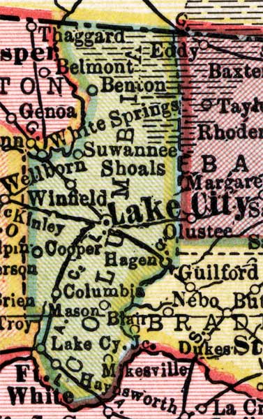 Map of Columbia County, Florida, 1910