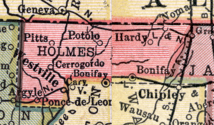 Map of Holmes County, Florida, 1910