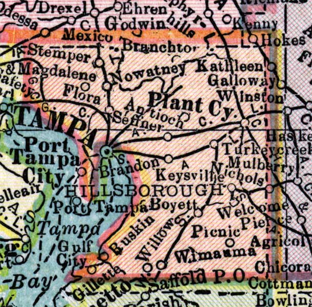Map of Hillsborough County, Florida, 1916