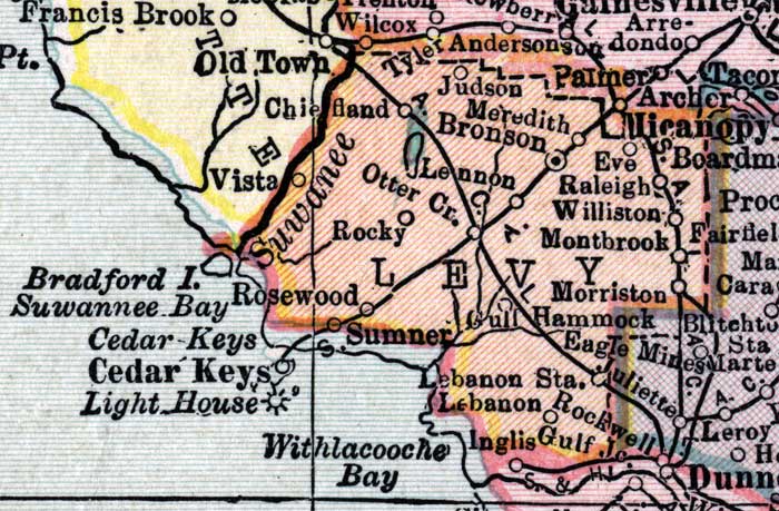 Map of Levy County, Florida, 1916