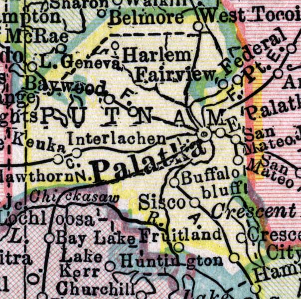 Map of Putnam County, Florida, 1916