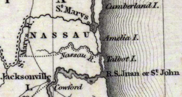 Map of Nassau County, Florida, 1832
