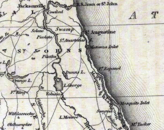 Map of St. Johns County, Florida, 1832