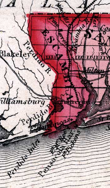 Map of Escambia County, Florida, 1863