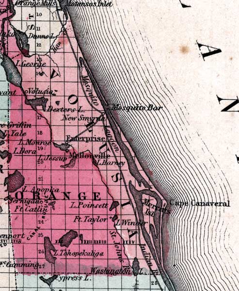 Map of Volusia County, Florida, 1863