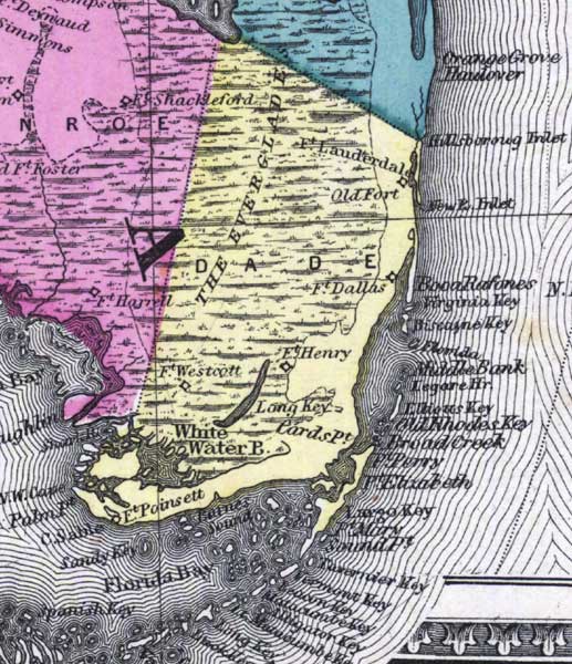 Map of Miami-Dade County, Florida, 1873
